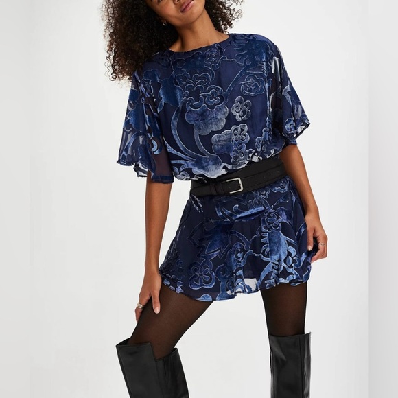 Free People Blue Floral Mini Dress - Picture 3 of 11